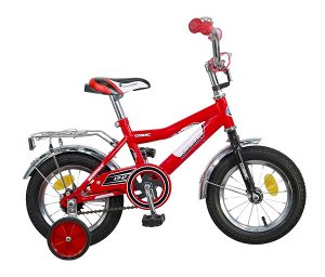 Велосипед NOVATRACK 12", COSMIC, красный, тормоз нож., крылья, багажник хром. #085369