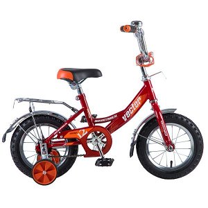 Велосипед NOVATRACK 12", VECTOR, красный, тормоз нож., крылья и багажник хром., #125961