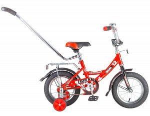 Велосипед NOVATRACK 12", URBAN, красный, тормоз нож., цветн.крылья, багажник хром., упр #107118