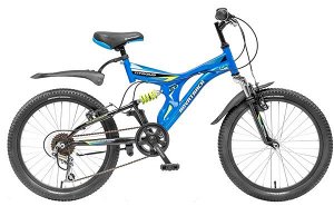 Велосипед NOVATRACK 20", TITANIUM, синий, сталь, 6-скор., Microshift/Power, V-br #098612