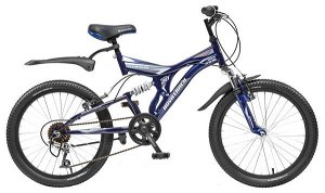 Велосипед NOVATRACK 20", TITANIUM, тёмно-синий, сталь, 6-скор., Microshift/Power #098613