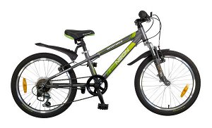 Велосипед NOVATRACK 20", NEON, темно-серый, алюм. рама. 6 скоростей,  пер. вилка ZOO #085485