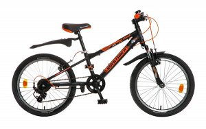 Велосипед NOVATRACK 20" Extreme черный/оранж, алюм. 7 скоростей, FT35/TS50-7/SG-7 #098616