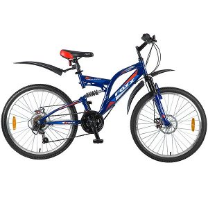 Велосипед 24" Foxx Freelander, 18 скор., TY21/POWER/MICROSHIFT, диск.торм., синий/оранж.