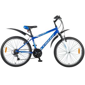 Велосипед 24" Foxx AZTEC, 6 скор., TY21/MICROSHIFT, V-brake, синий/белый