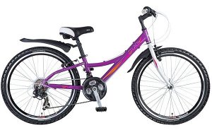 Велосипед NOVATRACK 24" LADY, алюм.рама 12" фиолетовый, 21-скор, TY300/RS35/TZ21, V-brake #117112
