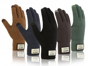 Вязаные мужские перчатки с сенсорными пальцами