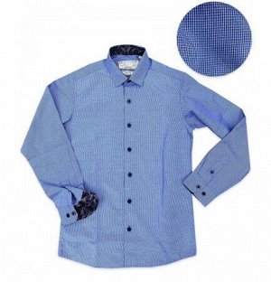 Рубашка детская для мальчика длинный рукав приталенный силуэт цвет Синий Tsarevich