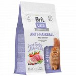 Brit Care Adult Anti-Hairball Корм с белой рыбой для выведения шерсти 400гр
