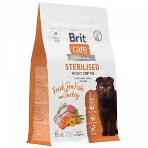 Brit Care Adult Sterilised Weight Control Корм с морской рыбой при профилактике ожирения для стерилизованных кошек 1,5 кг