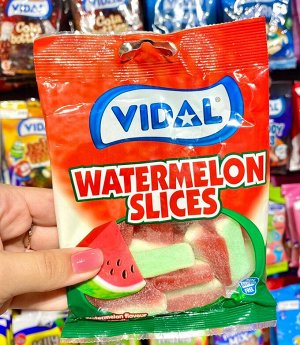 Мармелад в сладкой посыпке в виде дольки арбуза Vidal Watermelon Slices / Видал "Арбузные дольки" 100 гр
