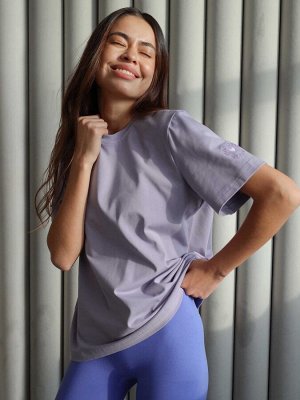 MY Футболка женская с вышивкой на рукаве &quot;ДАЙ СЕБЕ ВРЕМЯ 💛&quot; классическая regular fit. Позитивная аффирмация