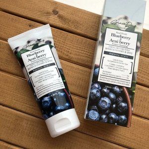 REAL FRESH BLUEBERRY & ACAI BERRY FOAM CLEANSER, Освежающая пенка для умывания с черникой и ягодами асаи 100 мл, Корея