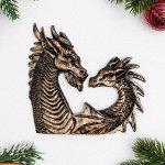 Магнит &quot;Два дракона&quot; 12х12х1см, бронза