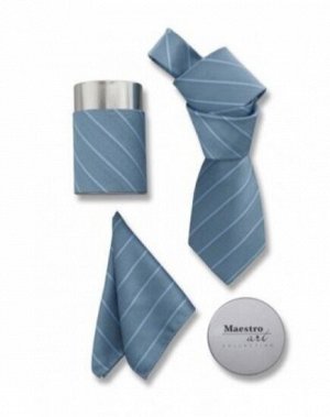 Подарочный набор в жестяной банке мужчине цвет Серо-голубой в полоску в тон