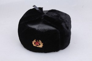 Шапка ушанка мужская, женская, СССР военная с кокардой, зимняя, 58 см.