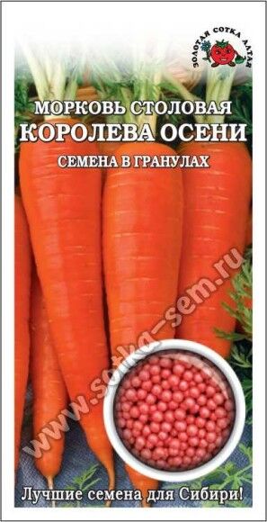 Морковь драже Королева Осени ЦВ/П (СОТКА) 300шт позднеспелый