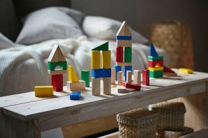 UNDERHLLA, набор деревянных строительных блоков из 40 частей, разноцветный