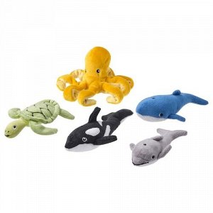BLVINGAD, набор мягких игрушек из 5 предметов, морские животные / разноцветные,