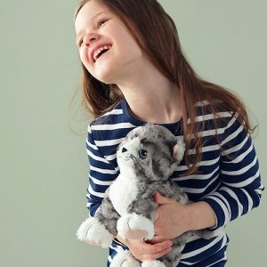 LILLEPLUTT, Мягкая игрушка, кот серый/белый