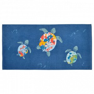 BLÅVINGAD, Банное полотенце с рисунком черепахи/темно-синее, 70x140 см
