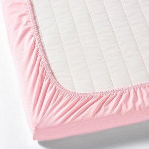 LEN, Простыня для детской кроватки, белая / розовая, 60x120 см,