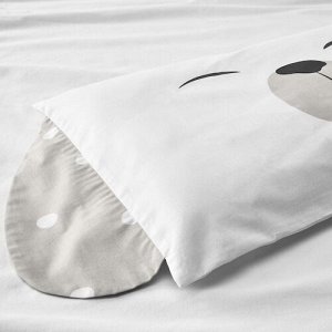 DRÖMSLOTT, Комплект постельного белья для детской кроватки из 3 предметов, рисунок щенка/бежевый, 60x120 см,