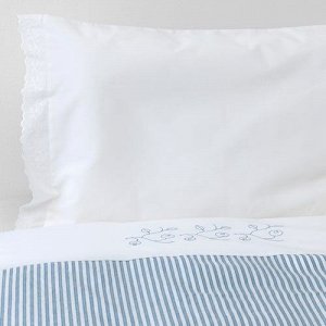 GULSPARV, Пододеяльник, 1 наволочка для детской кроватки, в полоску/синяя, 110x125/35x55 см,