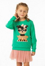 Футболка для девочек Baby Style МД 2123. Длинный рукав. С принтом. 100%Хлопок(Футер двунитка). пр. Узбекистан.