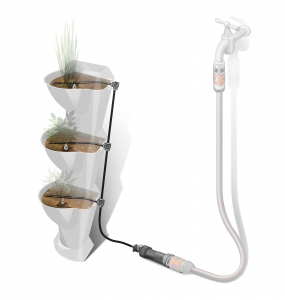 Комплект микрокапельного полива для вертикального садоводства для 12 угловых емкостей (шланг сочащийся (3/16″), адаптер для микр