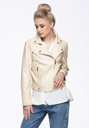 ANNA KORF Женская кожаная куртка из premium eco-кожи, цвет светло-бежевый