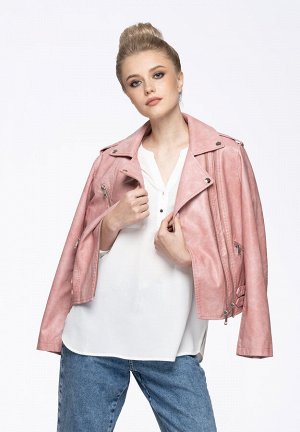 ANNA KORF Женская кожаная куртка из premium eco-кожи, цвет пыльный розовый