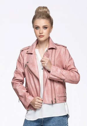 ANNA KORF Женская кожаная куртка из premium eco-кожи, цвет розовый жемчуг