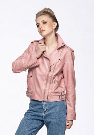 ANNA KORF Женская кожаная куртка из premium eco-кожи, цвет пыльный розовый