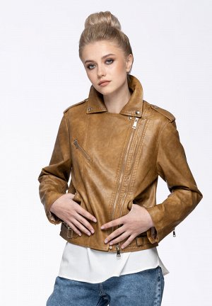 ANNA KORF Женская куртка из премиум eco кожи, цвет рыже-коричневый