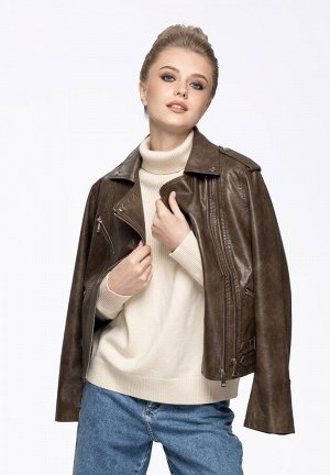 ANNA KORF Женская куртка из премиум eco кожи, цвет темно-коричневый