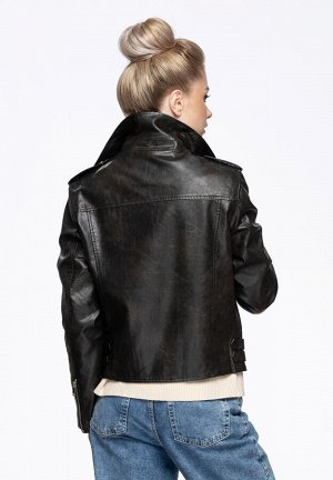 ANNA KORF Женская кожаная куртка из premium eco-кожи, цвет черный