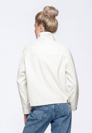 ANNA KORF Женская кожаная куртка-рубашка из premium eco кожи, цвет молоко
