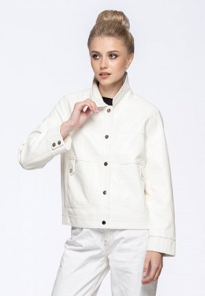 ANNA KORF Женская кожаная куртка-рубашка из premium eco кожи, цвет молоко