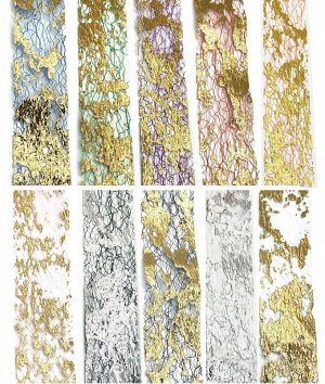 Фольга-поталь на сетке для дизайна ногтей (10 шт, цвет в ассортименте,  в пластиковом боксе)