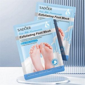 Sadoer маска для ног тканевая отшелушивающая для всех типов кожи, экстракт козьего молока