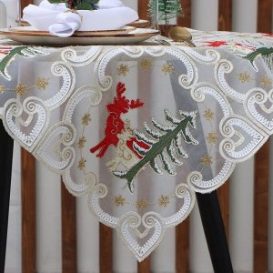 Скатерть новогодняя Этель "Сказочная" с вышивкой 85*85 ±5 см, 100% п/э