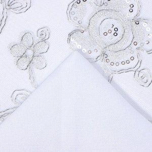 Скатерть Этель с пайетками, 85 х 85 ±5 см, п/э, цвет белый