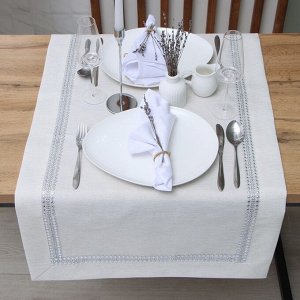 Дорожка Этель со стразами, 118 х 60 ±5 см, цвет молочный, п/э