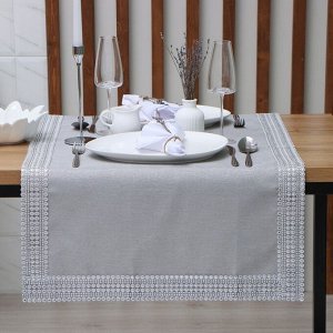 Дорожка на стол Этель со стразами, 50x100 ±5 см, серая, п/э