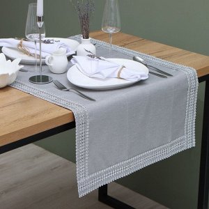 Дорожка на стол Этель со стразами, 50x100 ±5 см, серая, п/э