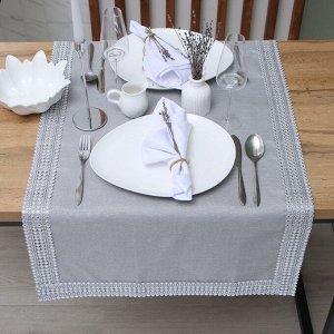 Дорожка на стол Этель со стразами, 50x100 ±5 см, серая, п/э