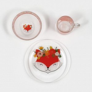 Набор детской посуды Доляна «Лисёнок», 3 предмета: миска 450 мл, тарелка d=20 см, кружка 200 мл