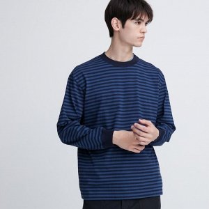 UNIQLO - хлопковый лонгслив в полоску фасона унисекс - 01 OFF WHITE