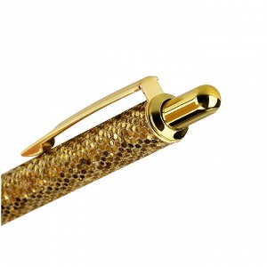 Ручка шариковая автоматическая MESHU "Gold shimmer", синяя, 1,0мм, стильный аксессуар